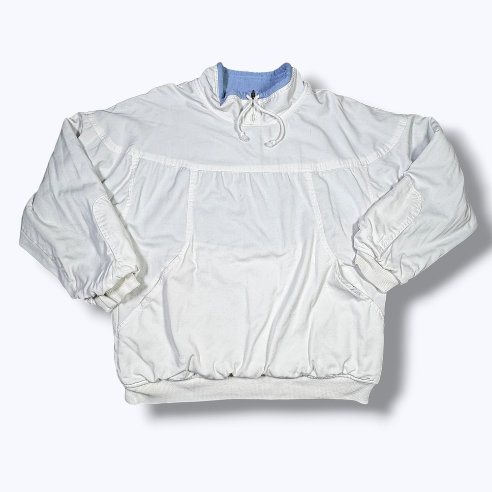Vintage 90s Gotcha Oversized Heavy Cotton Pullover White Blue Surf Skate M